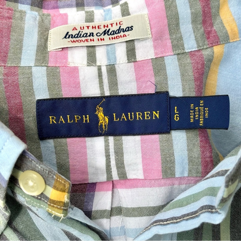 RALPH LAUREN—Vintage “Authentic Indian Madras”—Men’s L—16.5 x 36—Made in India
